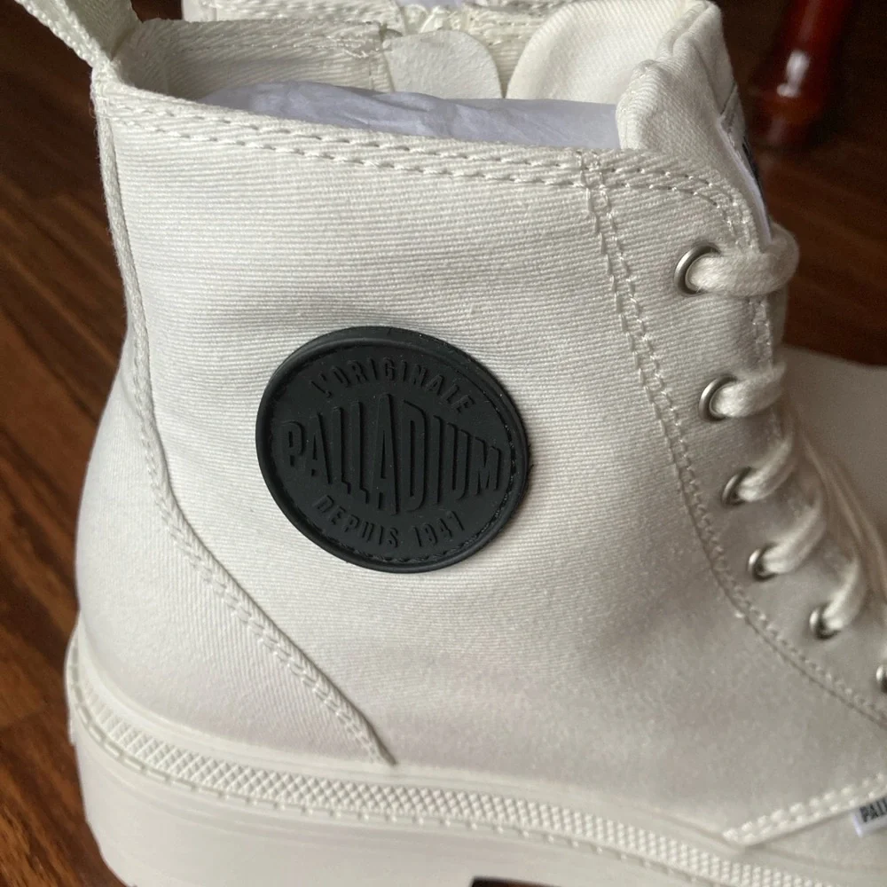 Palladium Women's Pallabase Twill White Boots - Picture 7 of 9